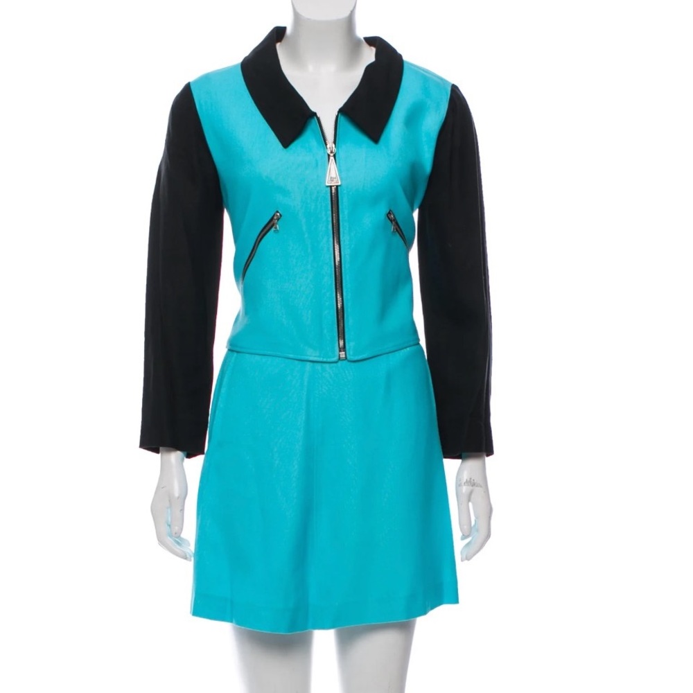 SUPER RARE vintage Courreges teal skirt set